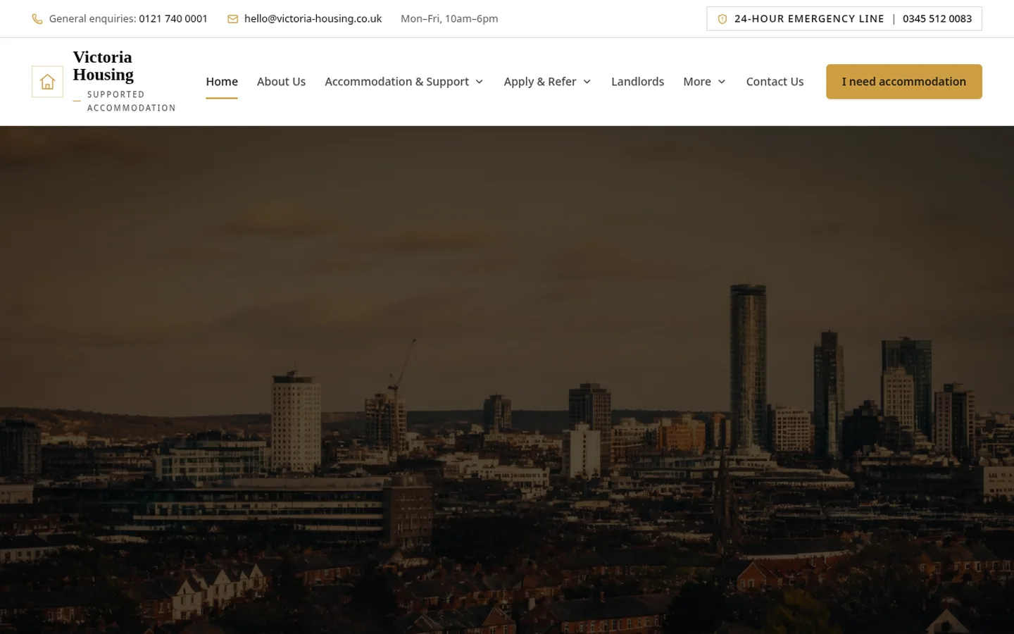 Victoria Housing supported accommodation website built by Fixby Studios