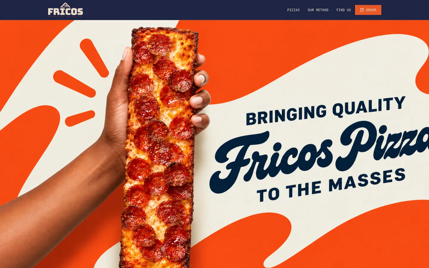 Fricos Pizza Detroit-style pizza website built by Fixby Studios