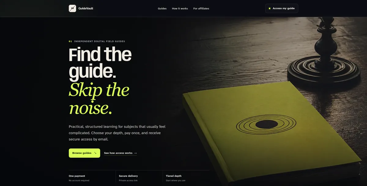 GuideVault digital guide platform interface built by Fixby Studios