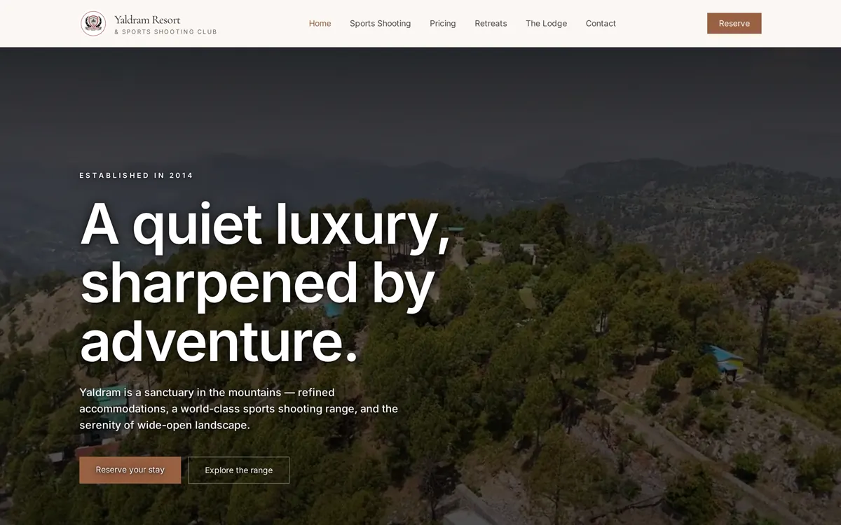 Yaldram Resorts luxury resort website built by Fixby Studios
